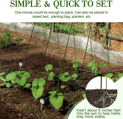 48 x 18 Cucumber Trellis, Foldable Metal A-Frame Trellis for Raised Beds, Small Garden Plant Support for Cucumbers, Peas and Climbing Vegetables