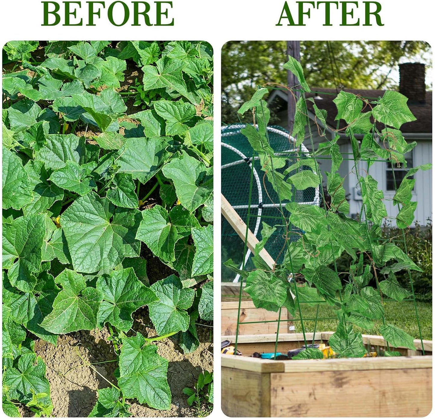48 x 18 Cucumber Trellis, Foldable Metal A-Frame Trellis for Raised Beds, Small Garden Plant Support for Cucumbers, Peas and Climbing Vegetables