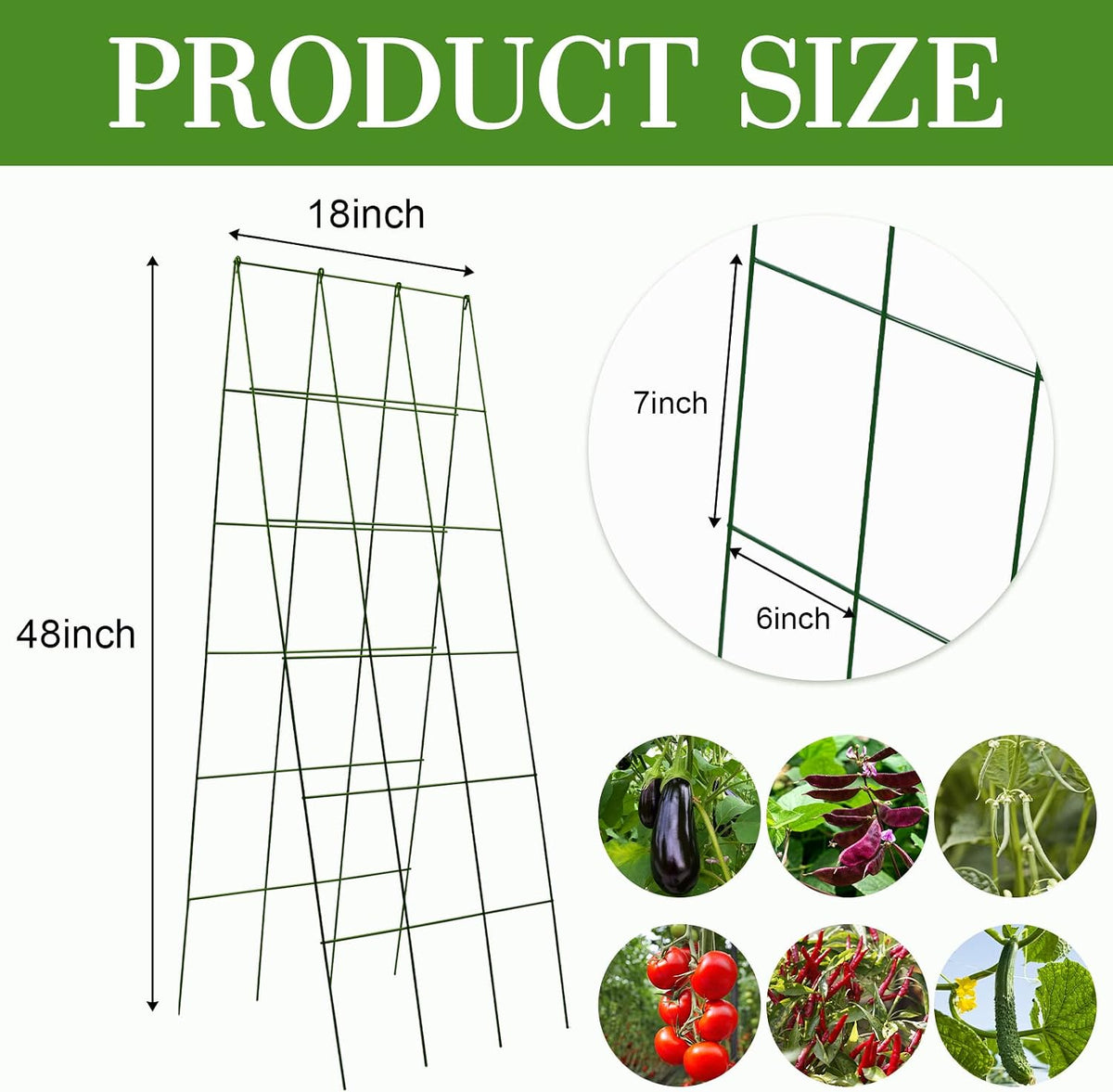48 x 18 Cucumber Trellis, Foldable Metal A-Frame Trellis for Raised Beds, Small Garden Plant Support for Cucumbers, Peas and Climbing Vegetables