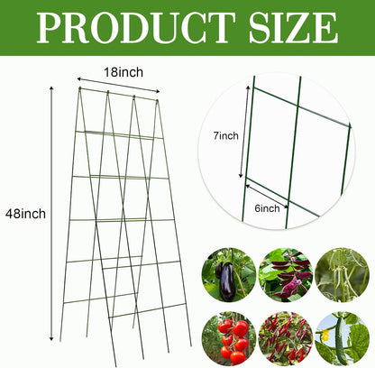 48 x 18 Cucumber Trellis, Foldable Metal A-Frame Trellis for Raised Beds, Small Garden Plant Support for Cucumbers, Peas and Climbing Vegetables