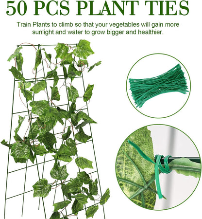 48 x 18 Cucumber Trellis, Foldable Metal A-Frame Trellis for Raised Beds, Small Garden Plant Support for Cucumbers, Peas and Climbing Vegetables