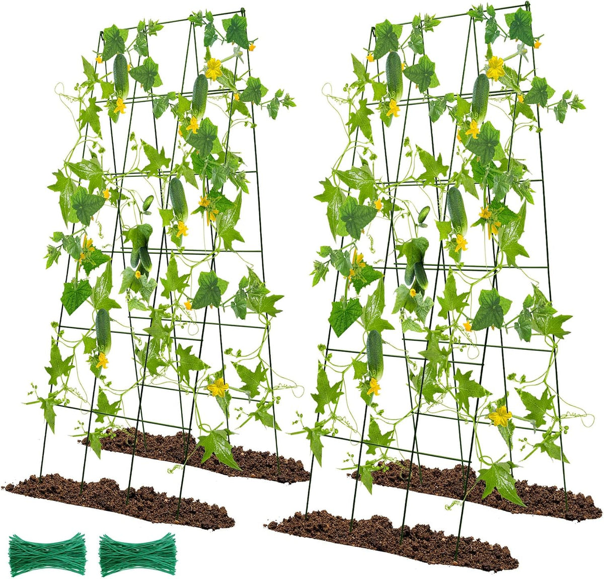 48 x 18 Cucumber Trellis, Foldable Metal A-Frame Trellis for Raised Beds, Small Garden Plant Support for Cucumbers, Peas and Climbing Vegetables