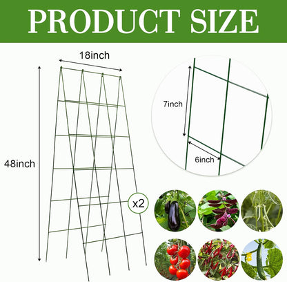 48 x 18 Cucumber Trellis, Foldable Metal A-Frame Trellis for Raised Beds, Small Garden Plant Support for Cucumbers, Peas and Climbing Vegetables