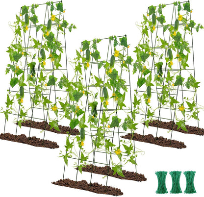 48 x 18 Cucumber Trellis, Foldable Metal A-Frame Trellis for Raised Beds, Small Garden Plant Support for Cucumbers, Peas and Climbing Vegetables