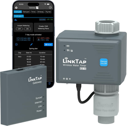 LinkTap G2S Smart Garden Hose Timer & Gateway, 2-Year Battery Life