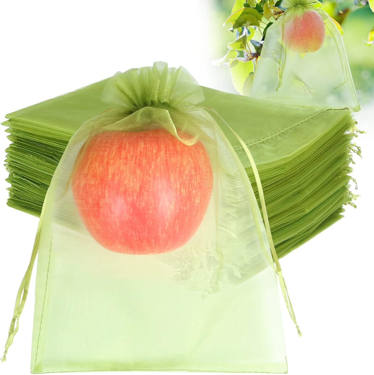 HRX Package 100pcs Mesh Fruit Protection Bags 6x9 in for Gardeners (Green)