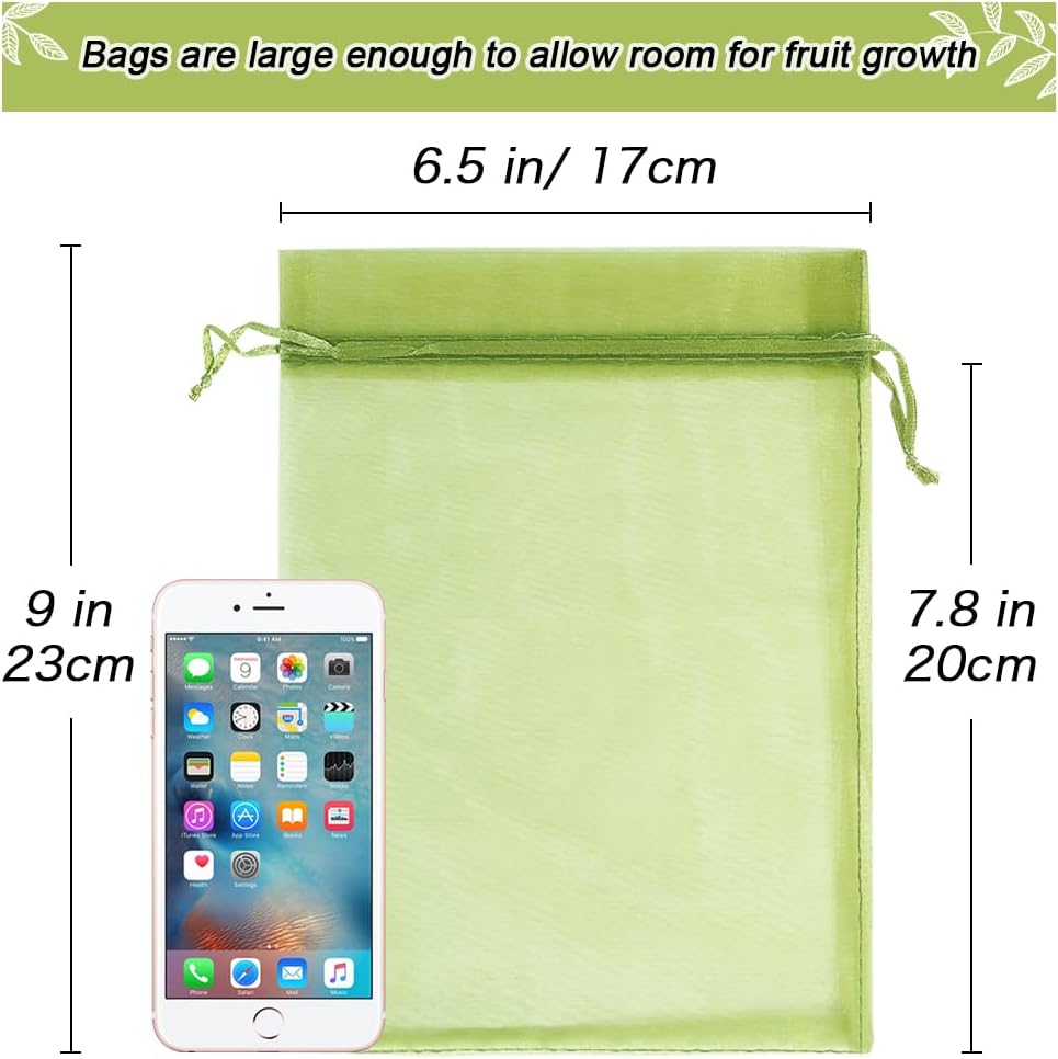 HRX Package 100pcs Mesh Fruit Protection Bags 6x9 in for Gardeners (Green)