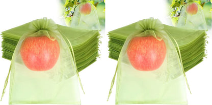 HRX Package 100pcs Mesh Fruit Protection Bags 6x9 in for Gardeners (Green)