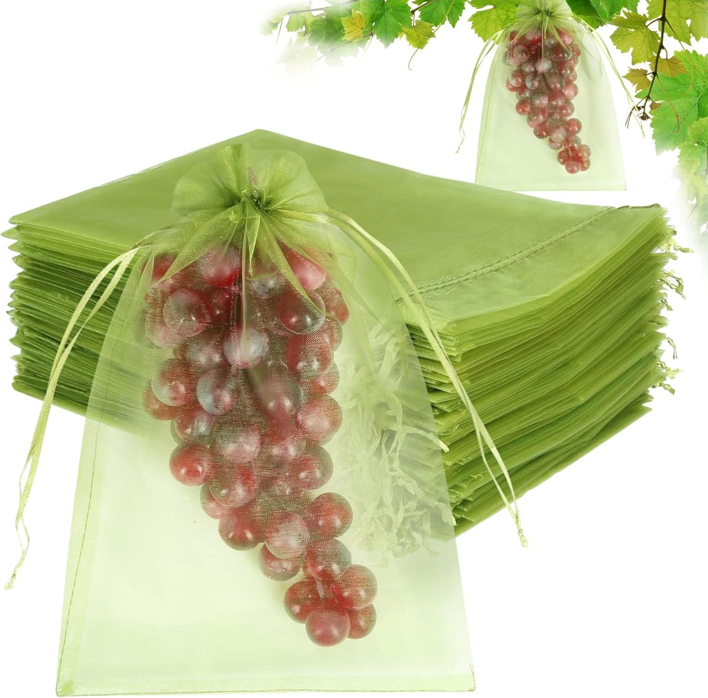 HRX Package 100pcs Mesh Fruit Protection Bags 6x9 in for Gardeners (Green)