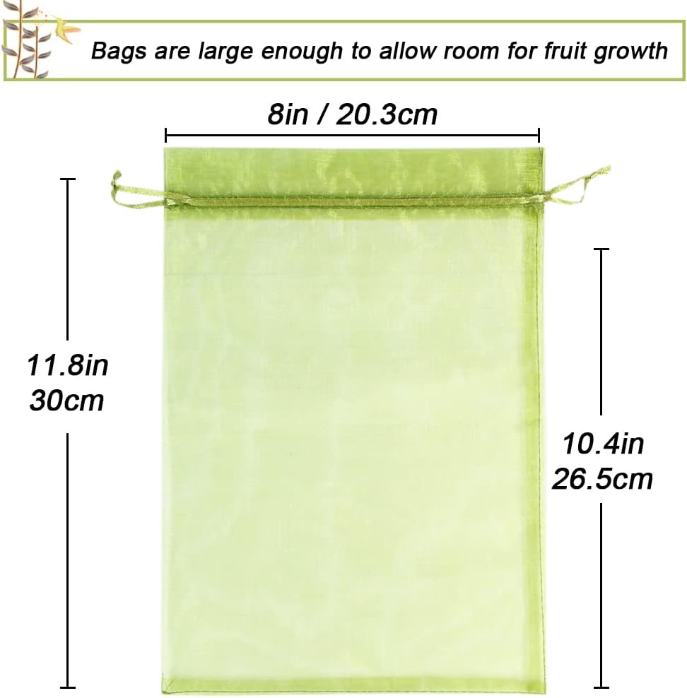 HRX Package 100pcs Mesh Fruit Protection Bags 6x9 in for Gardeners (Green)