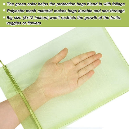HRX Package 100pcs Mesh Fruit Protection Bags 6x9 in for Gardeners (Green)
