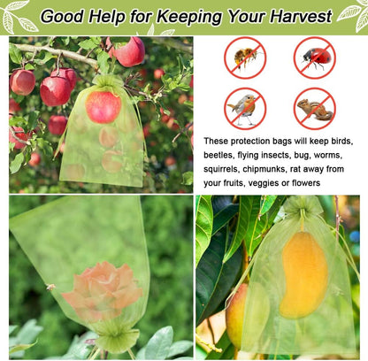 HRX Package 100pcs Mesh Fruit Protection Bags 6x9 in for Gardeners (Green)