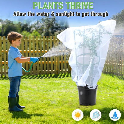 Fruit Tree Netting, Plant Mesh Netting for Garden Protection, Blueberry Bush Insect Netting Cover as Garden Pest Barrier from Cicadas, Bug, Bird (2.6x3.3 FT, 4Pcs, with Drawstring Design)