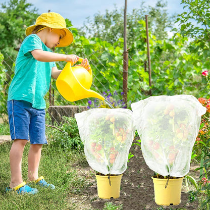 Fruit Tree Netting, Plant Mesh Netting for Garden Protection, Blueberry Bush Insect Netting Cover as Garden Pest Barrier from Cicadas, Bug, Bird (2.6x3.3 FT, 4Pcs, with Drawstring Design)
