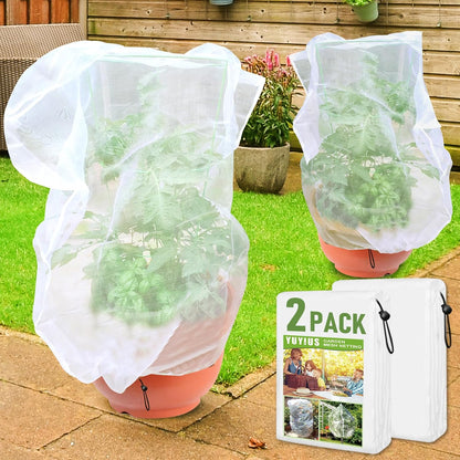Fruit Tree Netting, Plant Mesh Netting for Garden Protection, Blueberry Bush Insect Netting Cover as Garden Pest Barrier from Cicadas, Bug, Bird (2.6x3.3 FT, 4Pcs, with Drawstring Design)