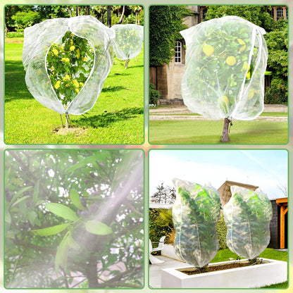 Fruit Tree Netting, Plant Mesh Netting for Garden Protection, Blueberry Bush Insect Netting Cover as Garden Pest Barrier from Cicadas, Bug, Bird (2.6x3.3 FT, 4Pcs, with Drawstring Design)