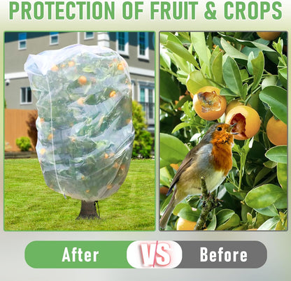 Fruit Tree Netting, Plant Mesh Netting for Garden Protection, Blueberry Bush Insect Netting Cover as Garden Pest Barrier from Cicadas, Bug, Bird (2.6x3.3 FT, 4Pcs, with Drawstring Design)