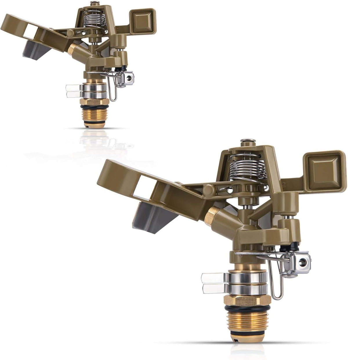 Brass Impact Sprinkler Head - 1/2 Inch Impact Sprinklers with Adjustable Nozzles for 360 Degrees Watering, Ideal for Large Patios, Gardens & Irrigation (2 PCS)