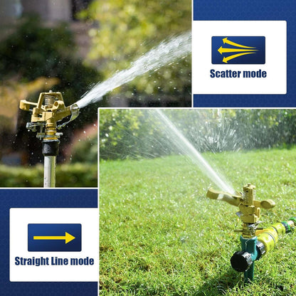 Brass Impact Sprinkler Head - 1/2 Inch Impact Sprinklers with Adjustable Nozzles for 360 Degrees Watering, Ideal for Large Patios, Gardens & Irrigation (2 PCS)