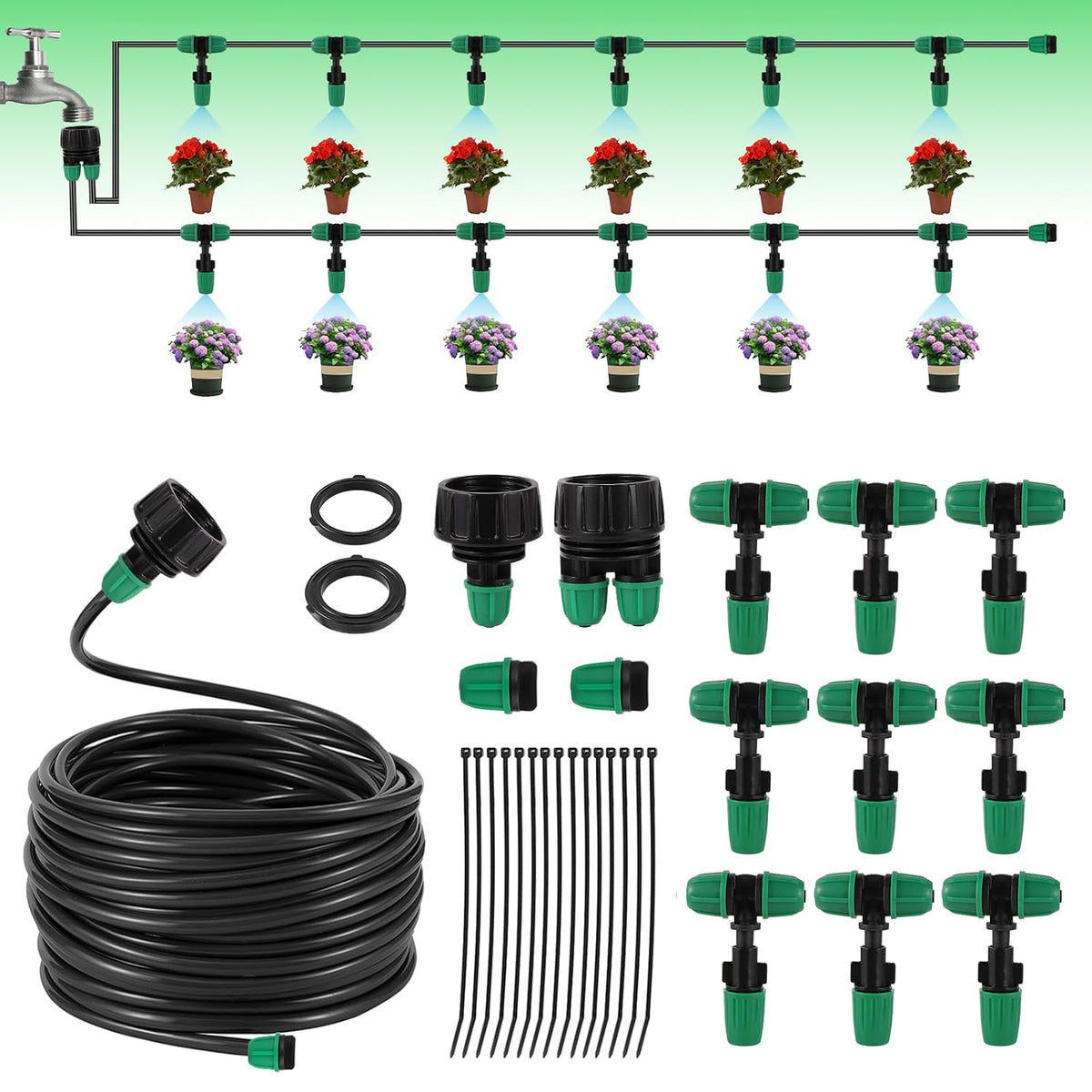 Leak-Proof Drip Irrigation Kit, Quick Connect Irrigation System Kit