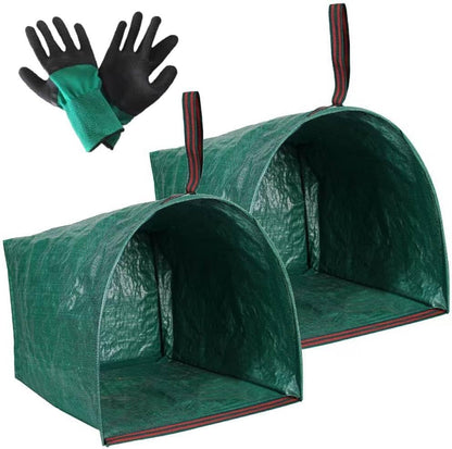 2-Pack 72 Gallon Collapsible Dustpan-Style Yard Waste Bag with Gloves