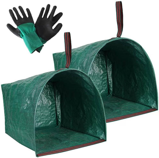 2-Pack 72 Gallon Collapsible Dustpan-Style Yard Waste Bag with Gloves