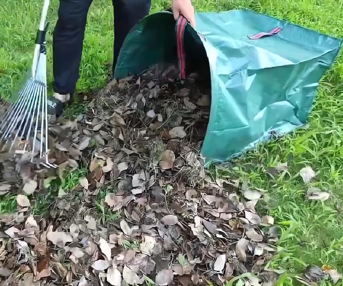 2-Pack 72 Gallon Collapsible Dustpan-Style Yard Waste Bag with Gloves