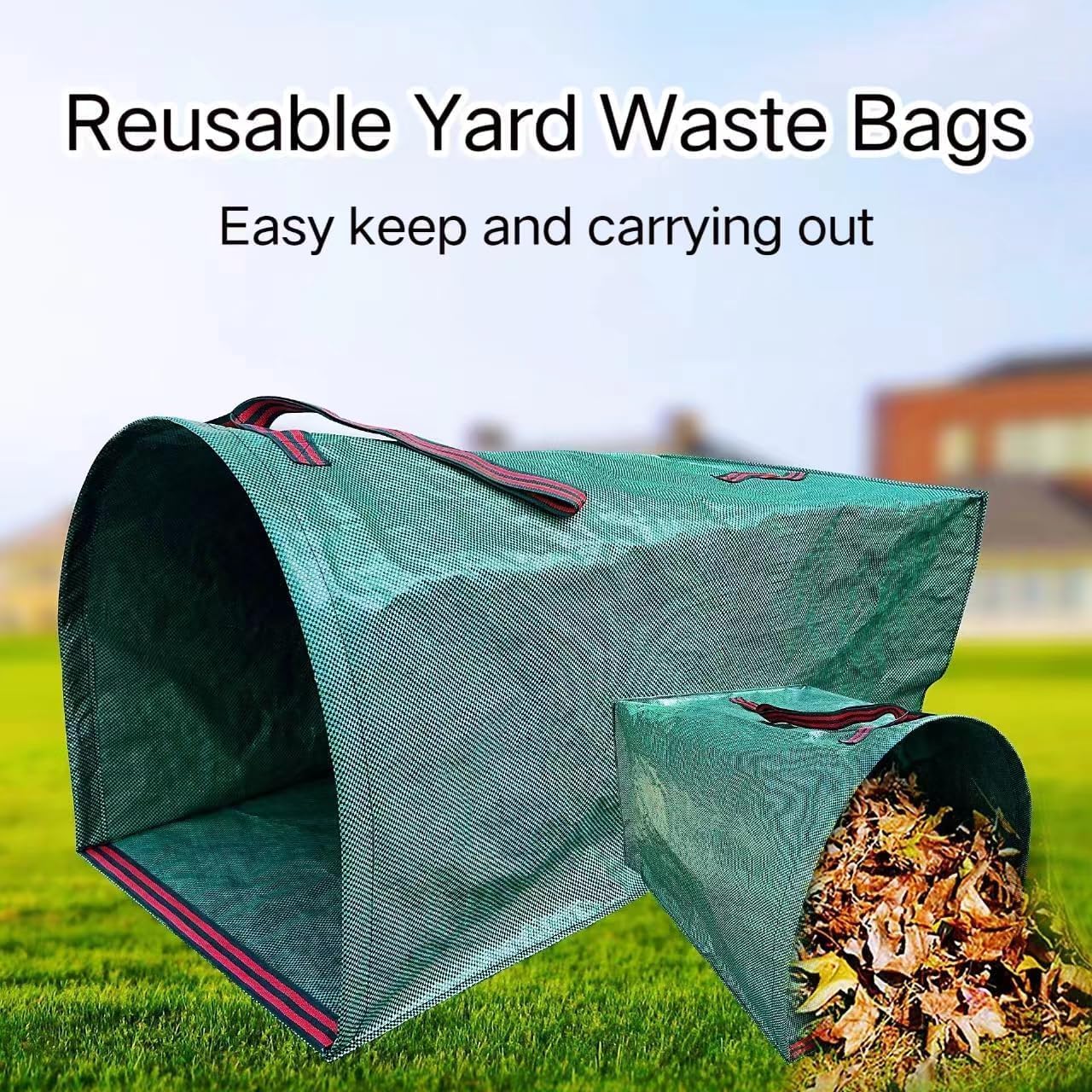 2-Pack 72 Gallon Collapsible Dustpan-Style Yard Waste Bag with Gloves