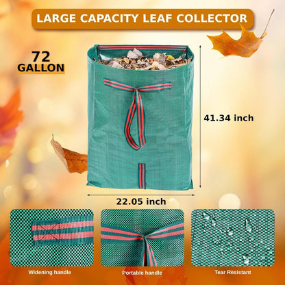 2-Pack 72 Gallon Collapsible Dustpan-Style Yard Waste Bag with Gloves
