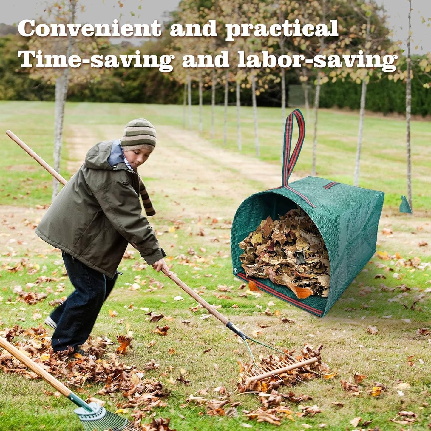 2-Pack 72 Gallon Collapsible Dustpan-Style Yard Waste Bag with Gloves