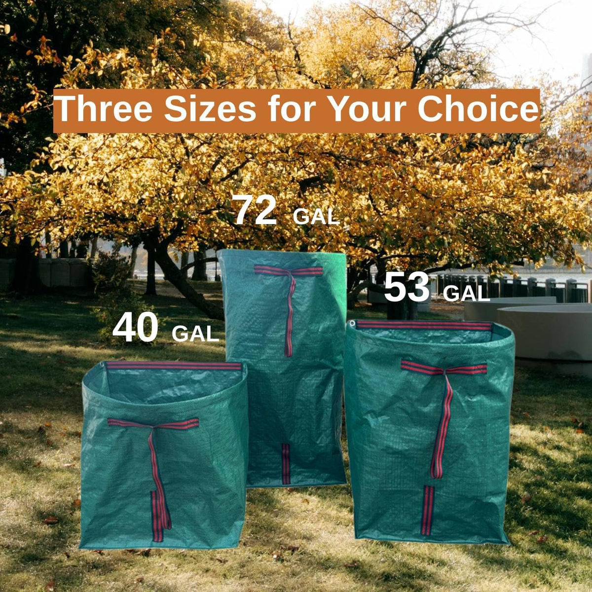 2-Pack 72 Gallon Collapsible Dustpan-Style Yard Waste Bag with Gloves