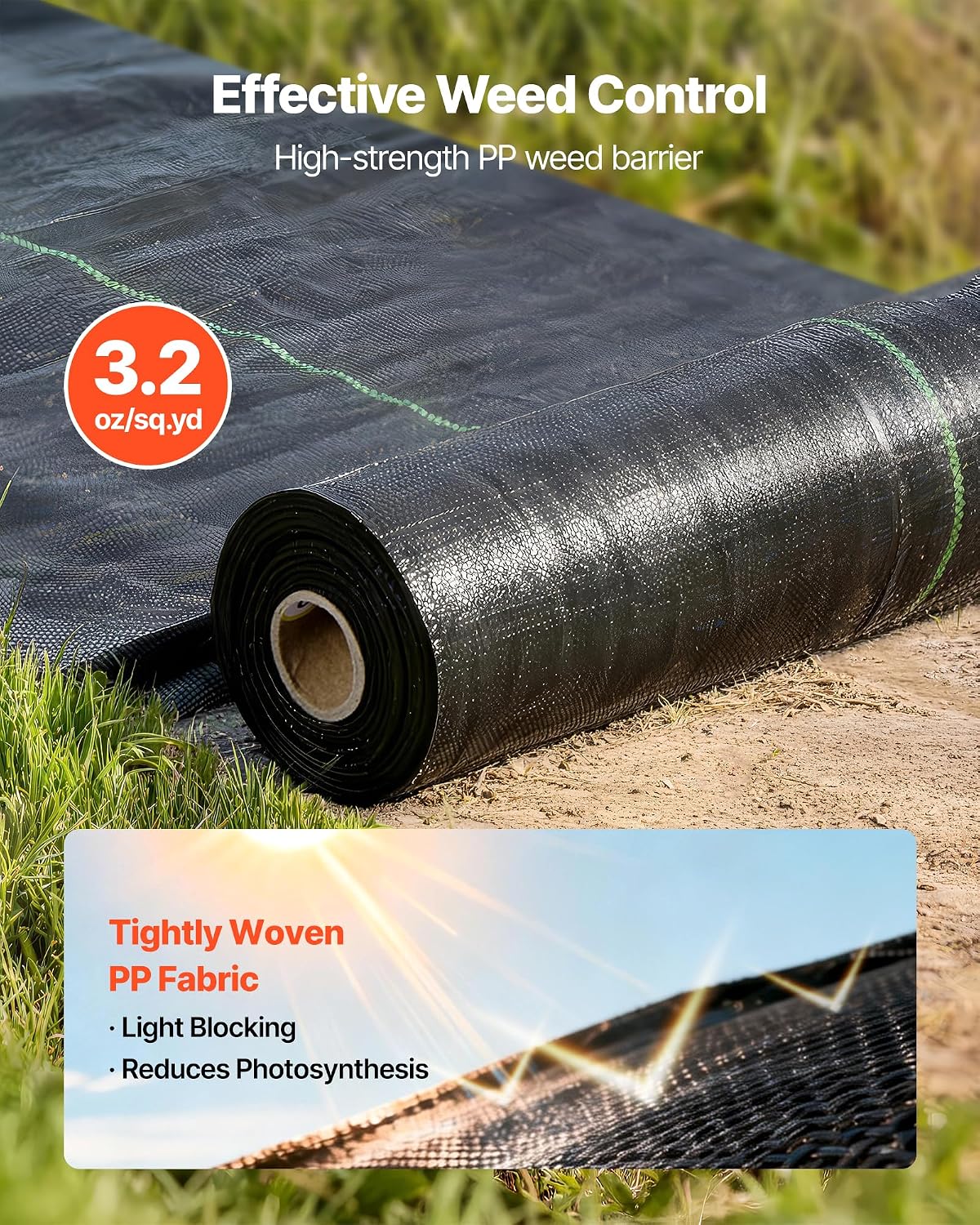 Weed Barrier Landscape Fabric, 4*100FT Heavy Duty Garden Weed Fabric, Woven PP Weed Control Fabric, Driveway Fabric, Geotextile Fabric for Landscaping, Ground Cover, Weed Blocker Weed Mat, Black