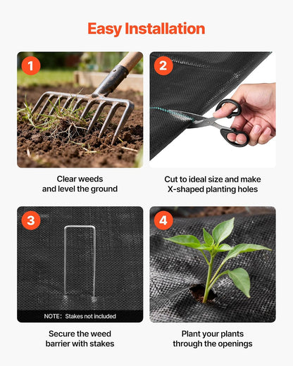 Weed Barrier Landscape Fabric, 4*100FT Heavy Duty Garden Weed Fabric, Woven PP Weed Control Fabric, Driveway Fabric, Geotextile Fabric for Landscaping, Ground Cover, Weed Blocker Weed Mat, Black