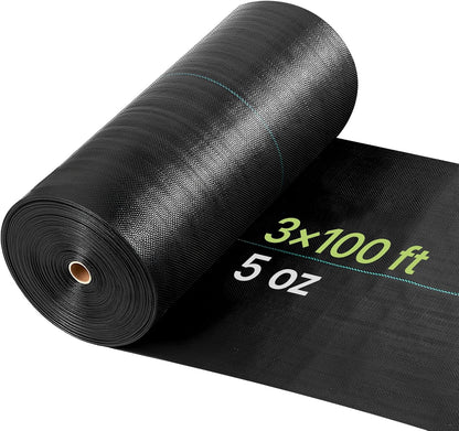 Weed Barrier Landscape Fabric, 4*100FT Heavy Duty Garden Weed Fabric, Woven PP Weed Control Fabric, Driveway Fabric, Geotextile Fabric for Landscaping, Ground Cover, Weed Blocker Weed Mat, Black