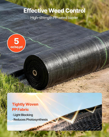 Weed Barrier Landscape Fabric, 4*100FT Heavy Duty Garden Weed Fabric, Woven PP Weed Control Fabric, Driveway Fabric, Geotextile Fabric for Landscaping, Ground Cover, Weed Blocker Weed Mat, Black
