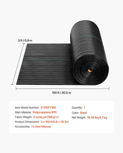 Weed Barrier Landscape Fabric, 4*100FT Heavy Duty Garden Weed Fabric, Woven PP Weed Control Fabric, Driveway Fabric, Geotextile Fabric for Landscaping, Ground Cover, Weed Blocker Weed Mat, Black