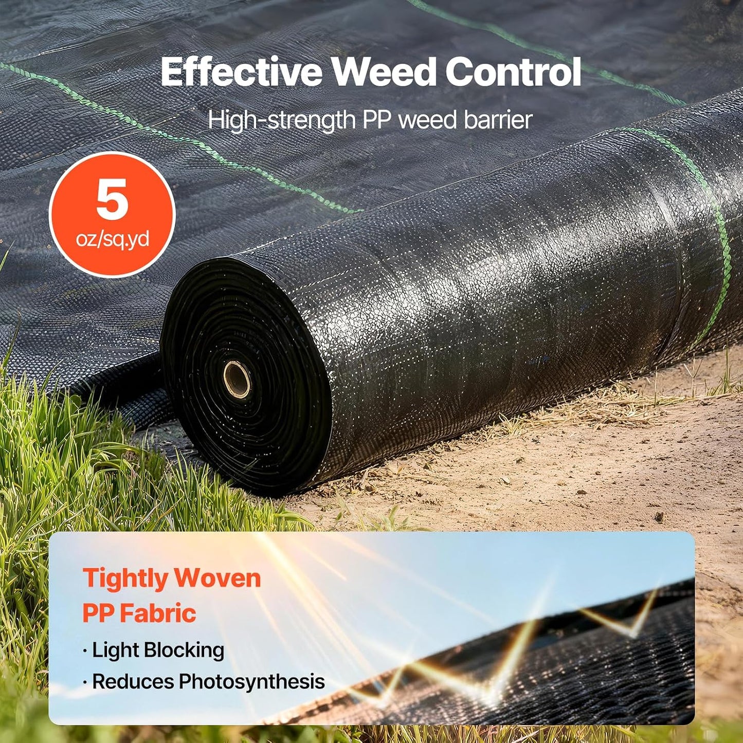 Weed Barrier Landscape Fabric, 4*100FT Heavy Duty Garden Weed Fabric, Woven PP Weed Control Fabric, Driveway Fabric, Geotextile Fabric for Landscaping, Ground Cover, Weed Blocker Weed Mat, Black