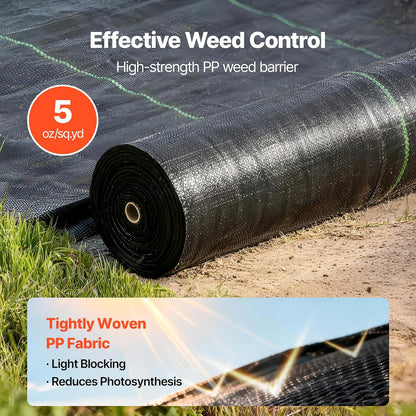 Weed Barrier Landscape Fabric, 4*100FT Heavy Duty Garden Weed Fabric, Woven PP Weed Control Fabric, Driveway Fabric, Geotextile Fabric for Landscaping, Ground Cover, Weed Blocker Weed Mat, Black