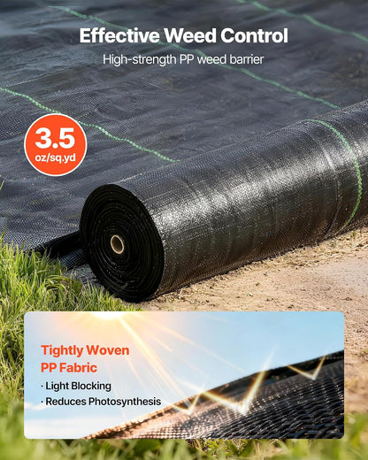 Weed Barrier Landscape Fabric, 4*100FT Heavy Duty Garden Weed Fabric, Woven PP Weed Control Fabric, Driveway Fabric, Geotextile Fabric for Landscaping, Ground Cover, Weed Blocker Weed Mat, Black
