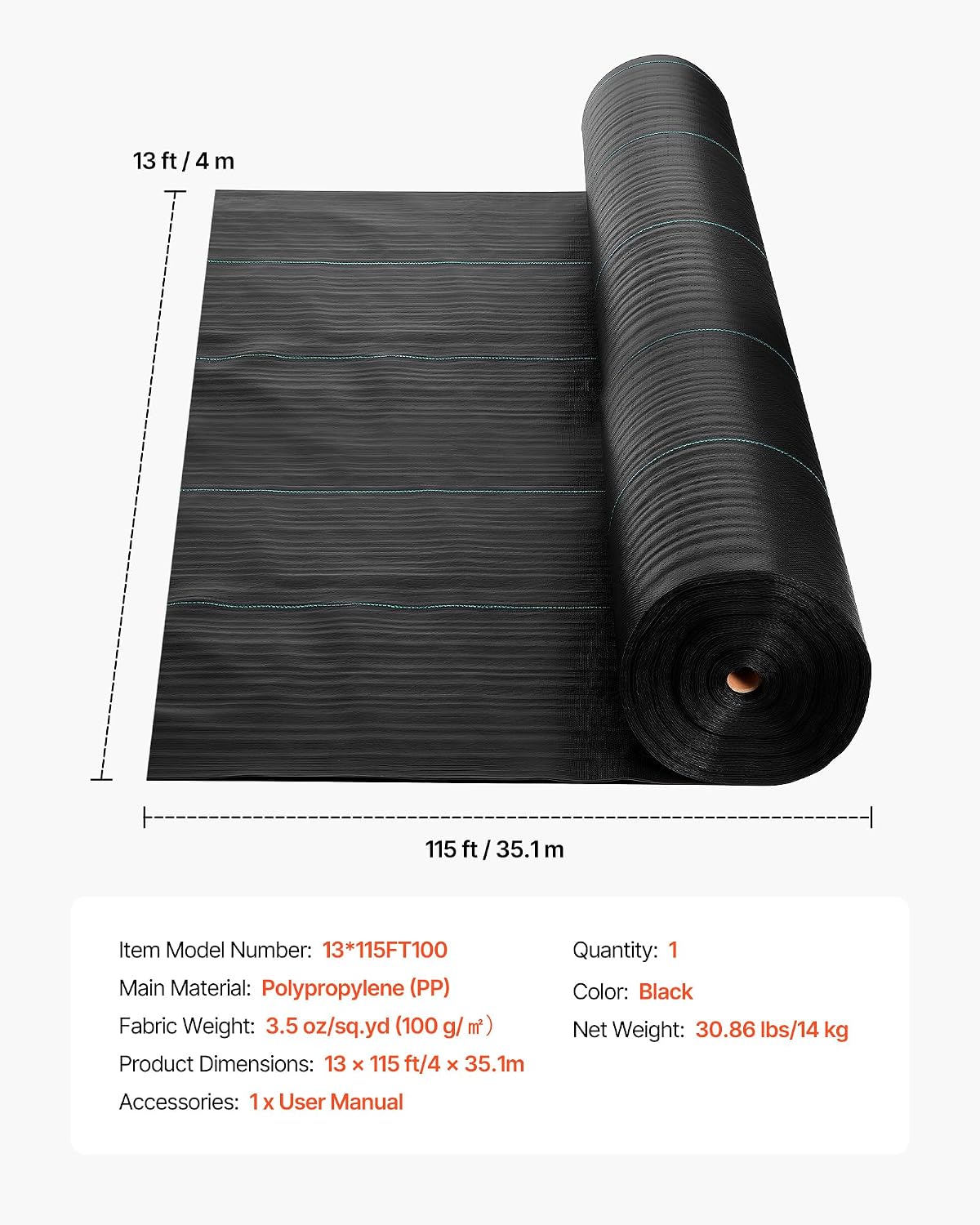 Weed Barrier Landscape Fabric, 4*100FT Heavy Duty Garden Weed Fabric, Woven PP Weed Control Fabric, Driveway Fabric, Geotextile Fabric for Landscaping, Ground Cover, Weed Blocker Weed Mat, Black
