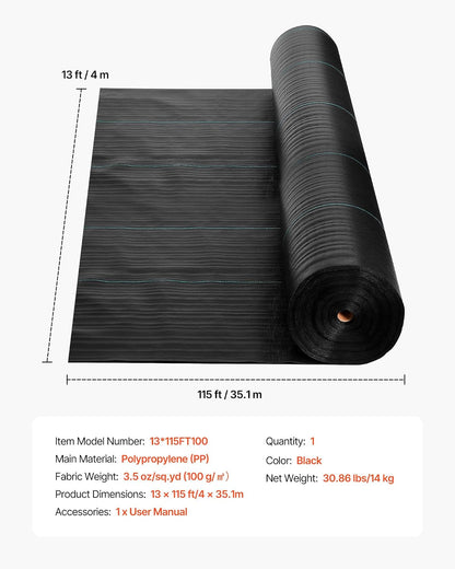 Weed Barrier Landscape Fabric, 4*100FT Heavy Duty Garden Weed Fabric, Woven PP Weed Control Fabric, Driveway Fabric, Geotextile Fabric for Landscaping, Ground Cover, Weed Blocker Weed Mat, Black