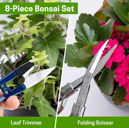 Bonsai Set 8 Pcs, Bonsai Tools Kit, Garden Tools Set