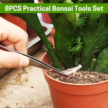 Bonsai Set 8 Pcs, Bonsai Tools Kit, Garden Tools Set