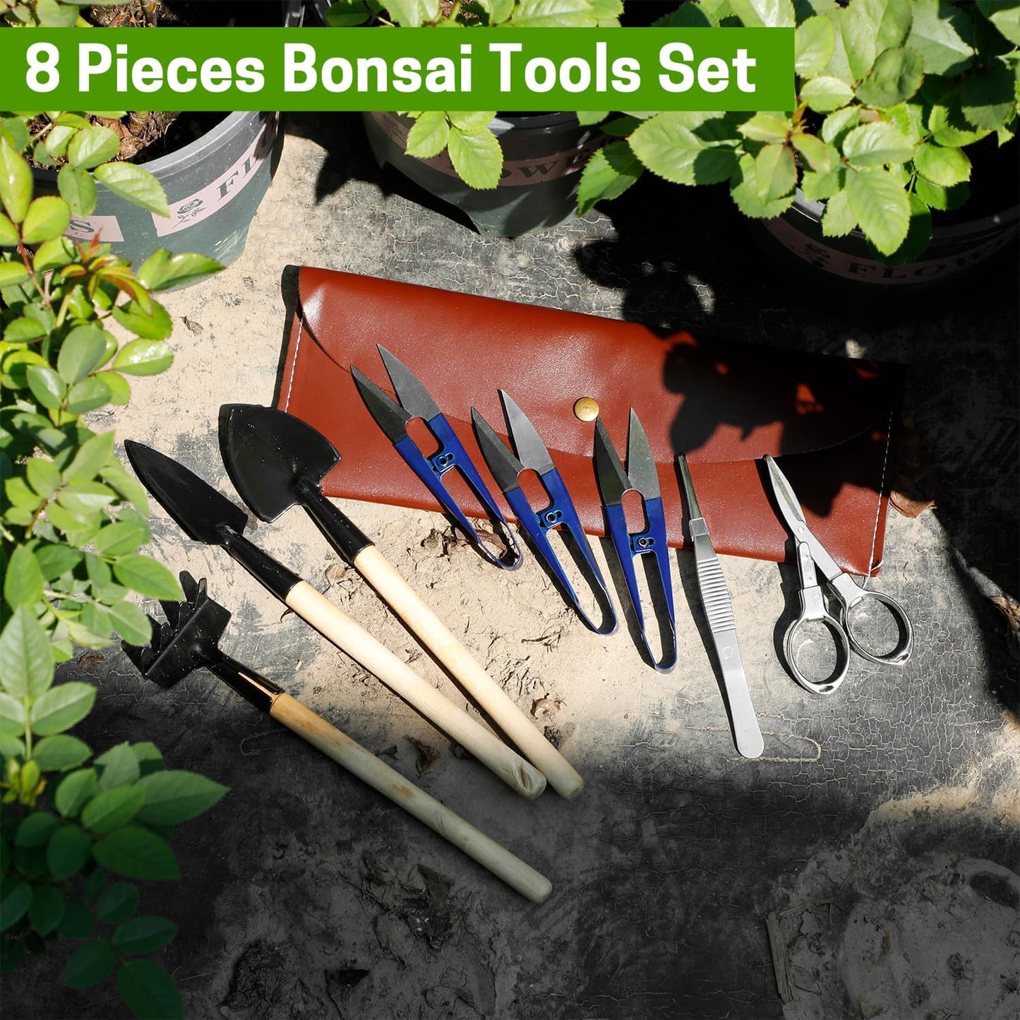 Bonsai Set 8 Pcs, Bonsai Tools Kit, Garden Tools Set