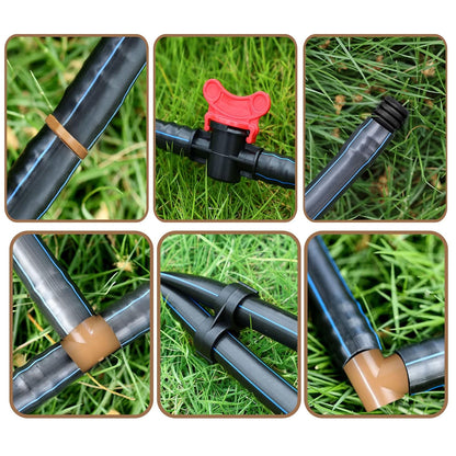 1/2 Inch Drip Irrigation Tubing Fittings Kit Including 4 Switch Valve 12 Elbows 12 Couplings 12 End Cap Plugs 12 Tees 12 End Closures Drip for Sprinkler Systems Garden Lawn Flower Pot(64 Pcs)