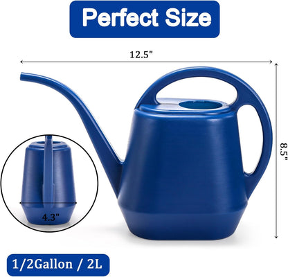 Watering Can, 1/2 Gallon Plastic Watering Cans with Comfortable Handle, Small Garden Watering Cans Long Spout for Indoor Outdoor Watering Plants, Blue