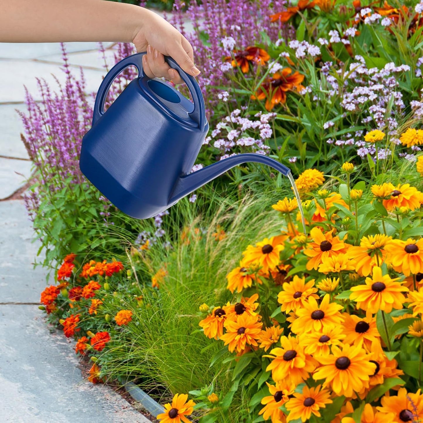 Watering Can, 1/2 Gallon Plastic Watering Cans with Comfortable Handle, Small Garden Watering Cans Long Spout for Indoor Outdoor Watering Plants, Blue