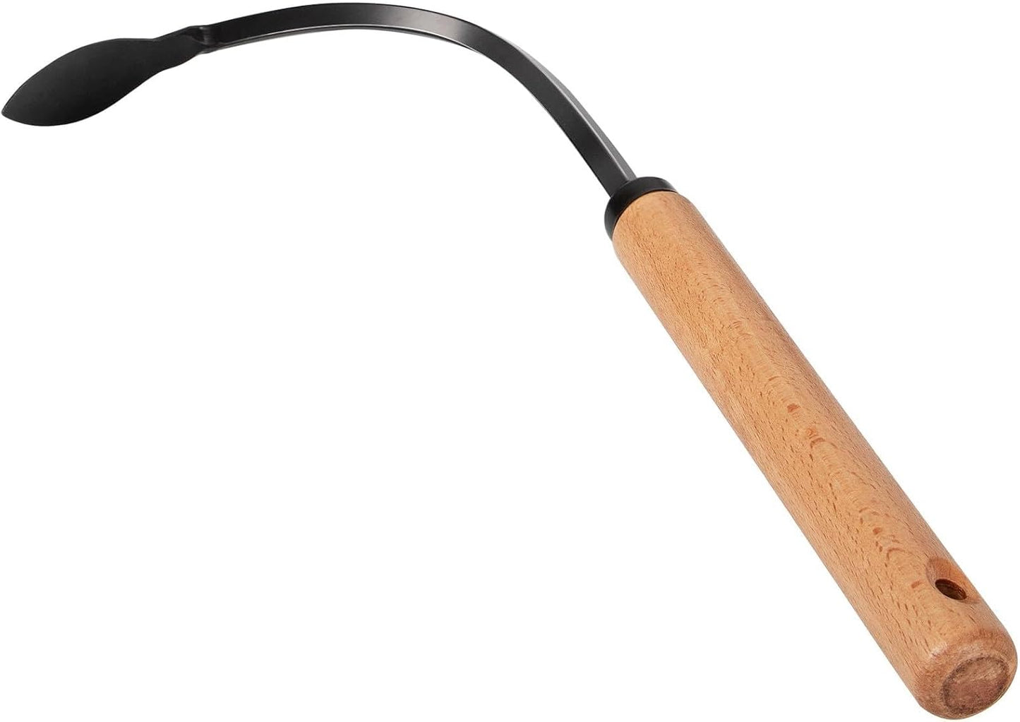 Weed Puller Tool, Manual Weeder with Heavy Duty Steel Curved Head, Hand Cultivator & Garden Hoe, Reusable Wood Handle Weeding Tool for Flower Beds & Vegetable Garden (Black)
