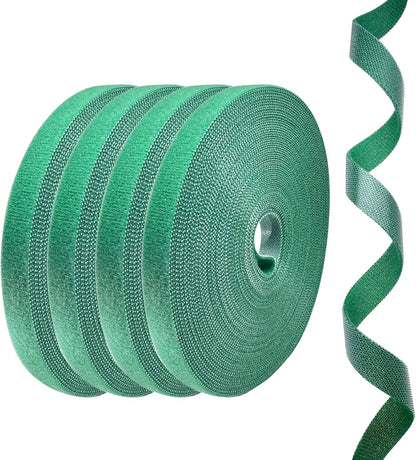 4 Rolls Plant Ties, Adjustable Garden Tape for Plant Twist Ties, Reusable Thicker Support for Growing Green Tape, Strong Grip, Tomato Vines Indoor Outdoor, 50 Ft X 0.47 Inch