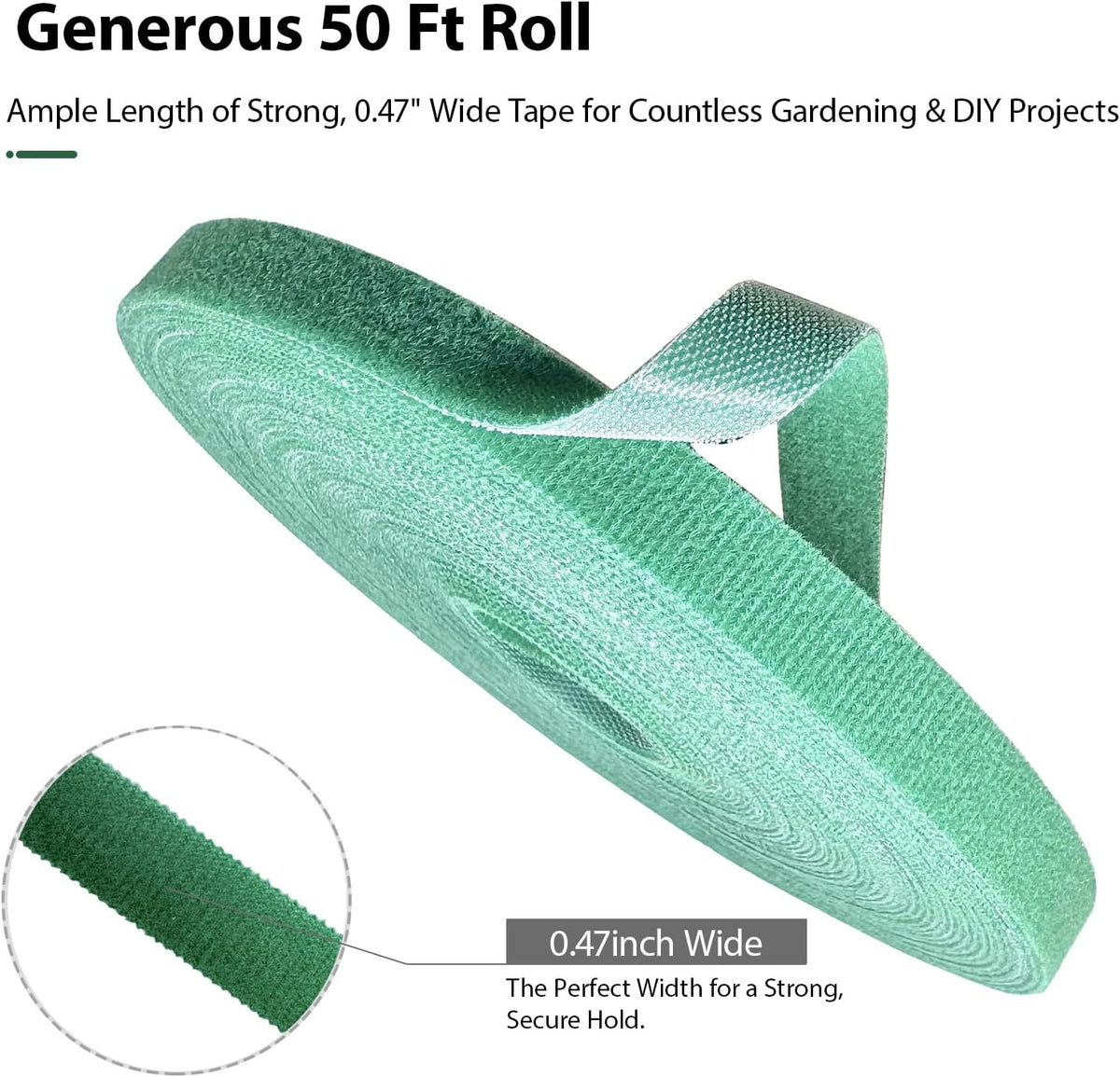 4 Rolls Plant Ties, Adjustable Garden Tape for Plant Twist Ties, Reusable Thicker Support for Growing Green Tape, Strong Grip, Tomato Vines Indoor Outdoor, 50 Ft X 0.47 Inch